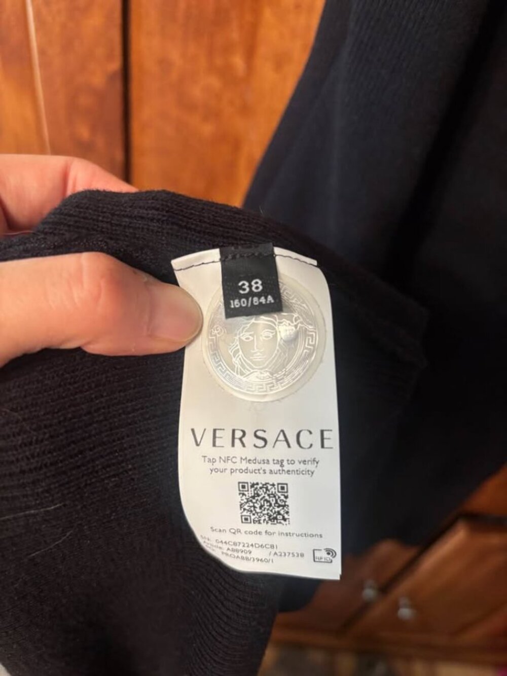 Versace Black Ribbed Knit Mini Dress + Cardigan Set Authentic - Picture 6 of 7